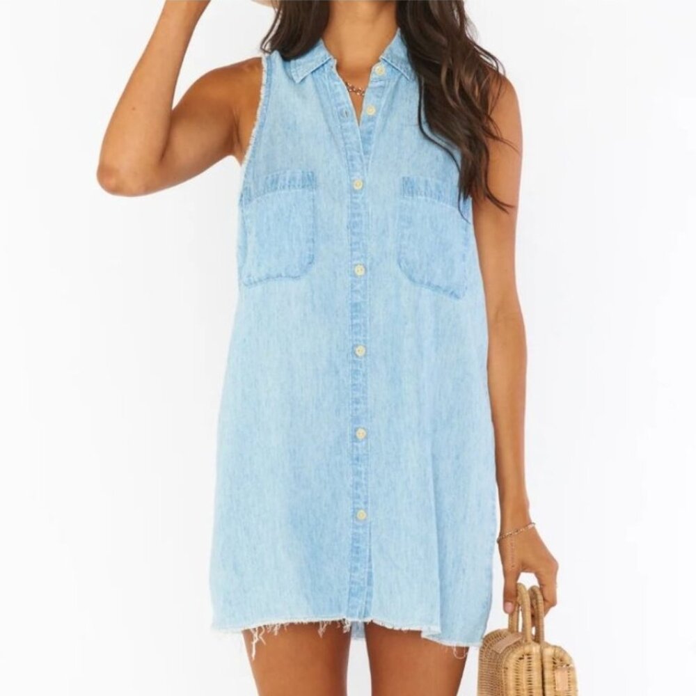 Show Me Your MuMu Sleeveless Light Blue Mini Dress